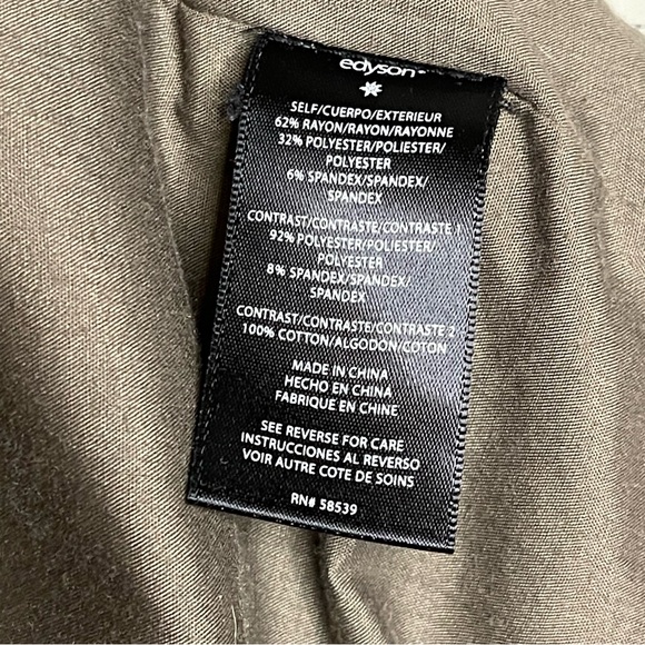 Edyson Maisha Ponte Faux Leather Jacket Womens Size XL Olive Open Drape Chic - Picture 5 of 8